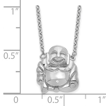 Sterling Silver Rhod-plated Mini Buddha Necklace — alternate view