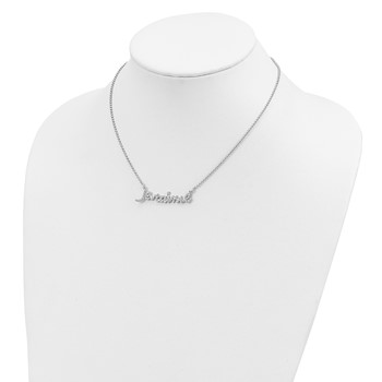 Sterling Silver Rhodium-plated CZ Love in French w/2 in ext. Necklace — alternate view