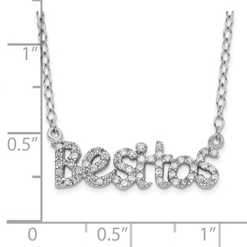 Sterling Silver Rhod-plated CZ Besitos Spanish My Kisses Necklace — alternate view