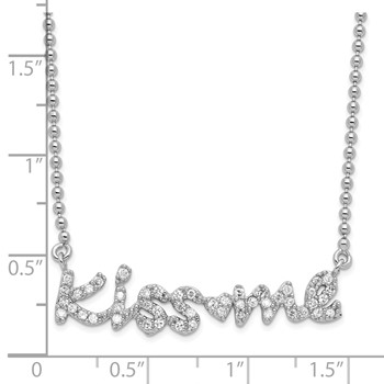 Sterling Silver Rhodium Plated Kiss Me Necklace — alternate view