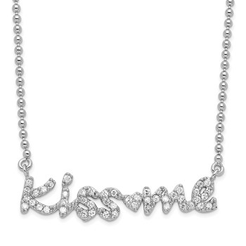 Sterling Silver Rhodium Plated Kiss Me Necklace
