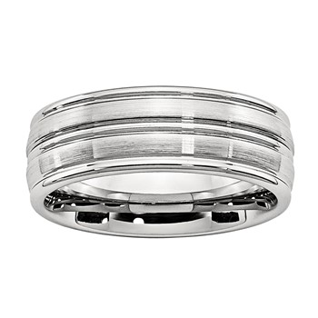 Cobalt Chrome 8mm Comfort Fit Center & Outer Row Ribbed Band