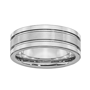 Cobalt Chrome 8mm Dbl Groove Brushed Center/Polished Edge Band