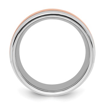Titanium 8mm Polished w/Copper Plated Center & Beveled Edge Band — alternate view