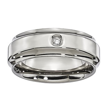 Titanium 7mm Scooped Egde with 0.05ct Diamond Band