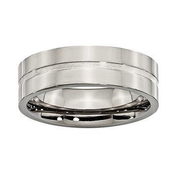 Titanium 7mm Silver Inlay Comfort-fit Band