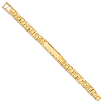 14k Polished Solid 10.0mm Nugget 38x10mm Plate 7 inch ID Bracelet — alternate view