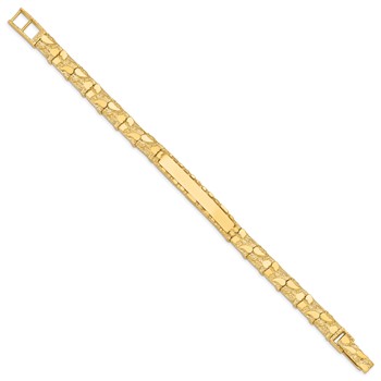 14k Polished Solid 7mm Nugget 37x7mm Plate 7 inch ID Bracelet — alternate view