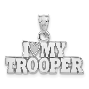 Sterling Silver Polished I Heart My Trooper Pendant