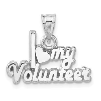 Sterling Silver Polished I "Heart" My Volunteer Pendant