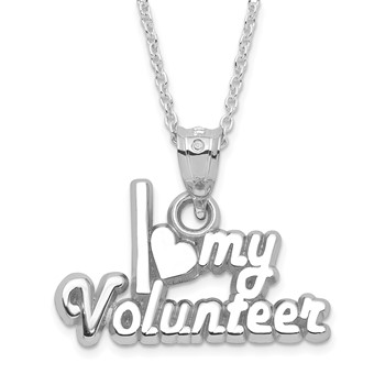 Sterling Silver Polished I Heart My Volunteer Necklace — alternate view