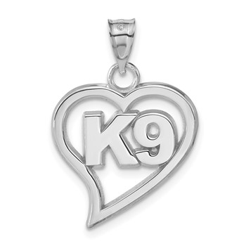 Sterling Silver K9 Heart Pendant