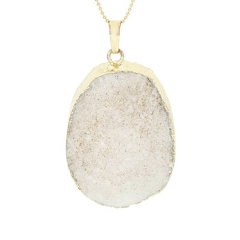 SS PLATED CHAIN with DRUSY PENDANT -