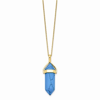 Sterling Silver Gold-tone Turquoise Crystal 18in Necklace — alternate view