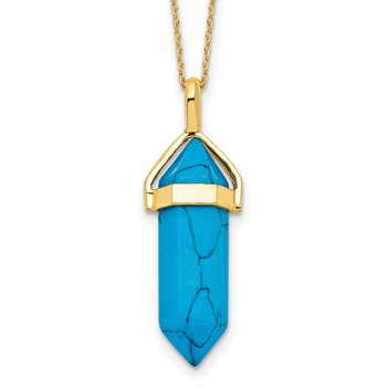 Sterling Silver Gold-tone Turquoise Crystal 18in Necklace