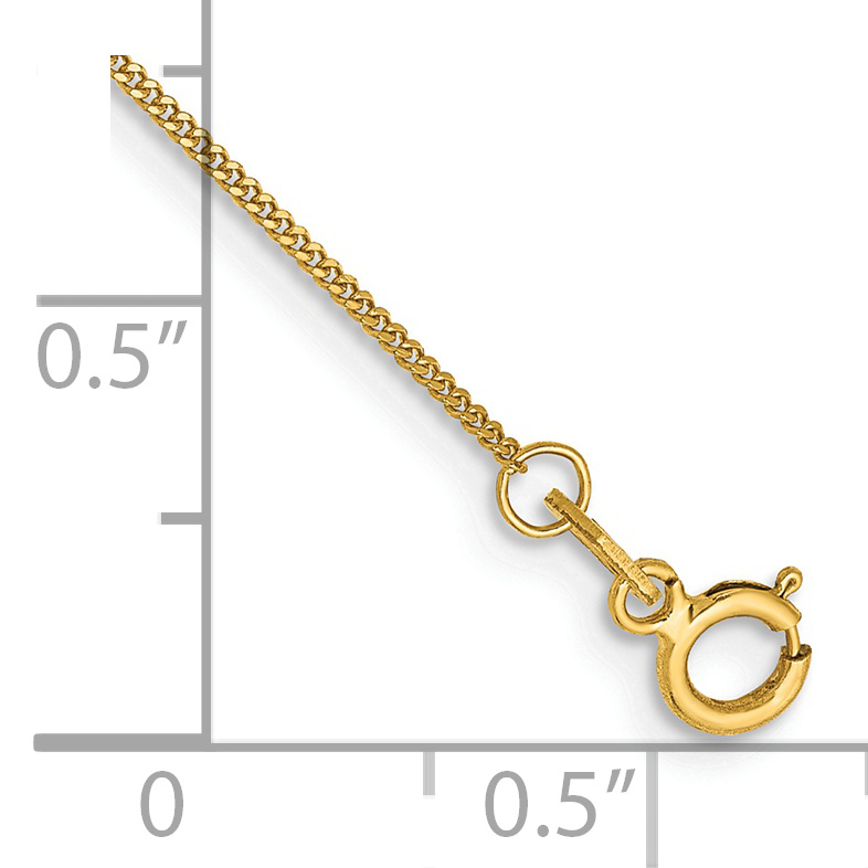 10 inch .9mm Curb Anklet Chain 14k Yellow Gold Women's Solid product image view 2
