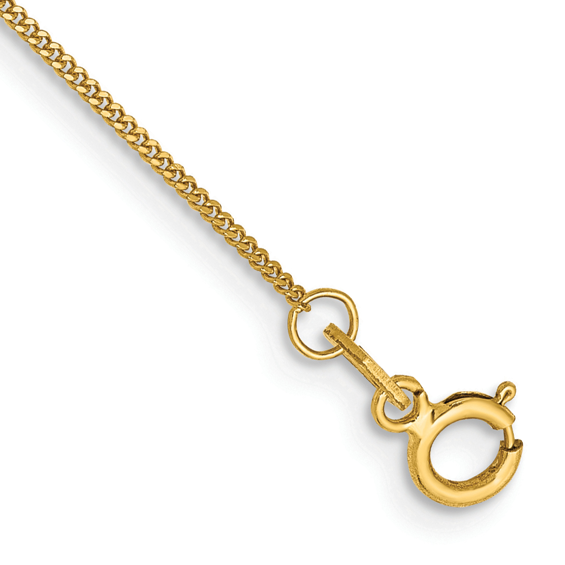 10 inch .9mm Curb Anklet Chain 14k Yellow Gold Women's Solid main product image