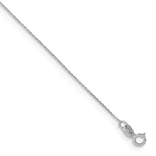 14k White Gold .75mm Round Open Link Cable Chain Anklet