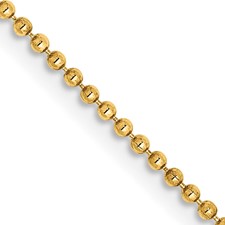 Image of 14K 18 inch 1.2mm Diamond-cut Beaded with Lobter Clasp Pendant Chain
