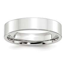 Image of Platinum 5mm Polished Flat Wedding Band Size 10