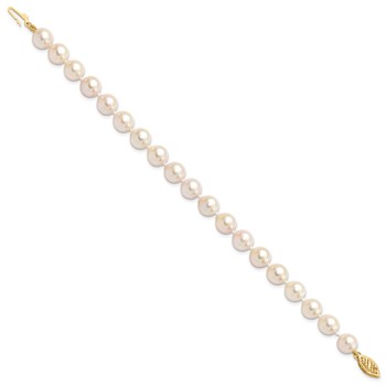 14k 7-8mm White Round Saltwater Akoya Cultured Pearl 8 inch Bracelet — alternate view
