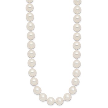 14k Polished 9-10mm Round White Akoya Saltwater Cultured Pearl 18 inch Necklace — alternate view