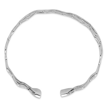 Sterling Silver Rhodium-plated Polished Multi Wave Bangle — alternate view