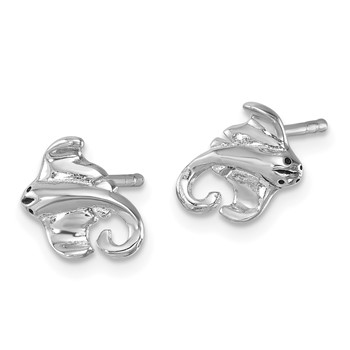 Sterling Silver Rhodium-plated Polished Cownose Stingray Post Earrings — alternate view