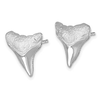 Sterling Silver Rhodium-Plated Polished Bull Shark Post Earrings — alternate view