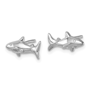 Sterling Silver Rhodium-Plated Polished Shark Post Earrings — alternate view