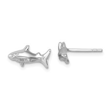 Image of Sterling Silver Rhodium-Plated Polished Shark Post Earrings