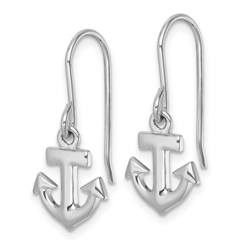 Sterling Silver Rhodium-Plated Polished Anchor Dangle Earrings — alternate view