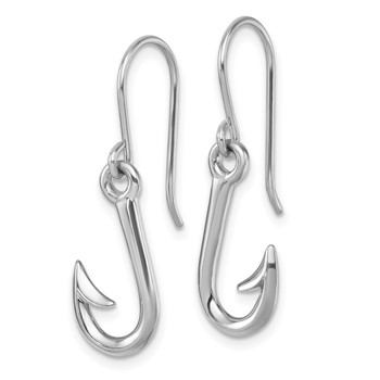 Sterling Silver Rhodium-Plated Polished Hook Dangle Earrings — alternate view