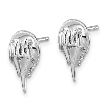 Sterling Silver Rhodium-plated Polished Horseshoe Crab Post Earrings — alternate view
