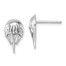 Image of Sterling Silver Rhodium-plated Polished Horseshoe Crab Post Earrings