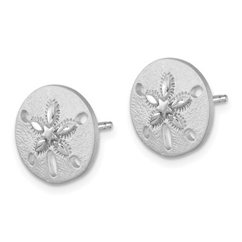 Sterling Silver Rhodium-Plated Textured Sand Dollar Post Earrings — alternate view