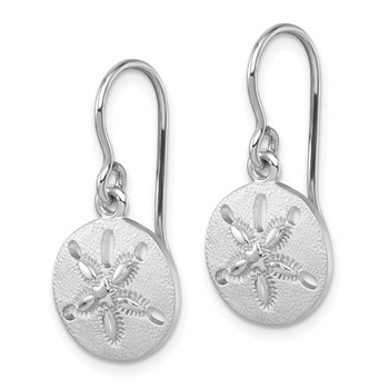 Sterling Silver Rhodium-plated Polished Sand Dollar Dangle Earrings — alternate view