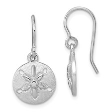 Image of Sterling Silver Rhodium-plated Polished Sand Dollar Dangle Earrings