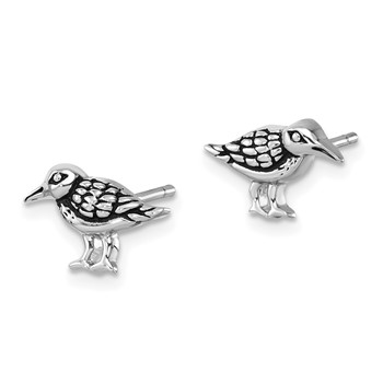 Sterling Silver Rhodium-plated Antiqued Sandpiper Post Earrings — alternate view
