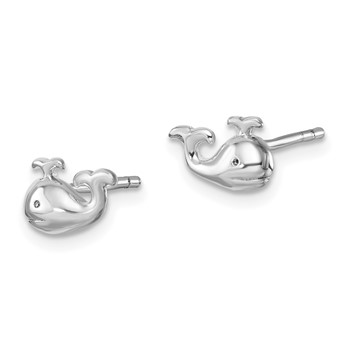 Sterling Silver Rhodium-Plated Polished Whale Post Earrings — alternate view