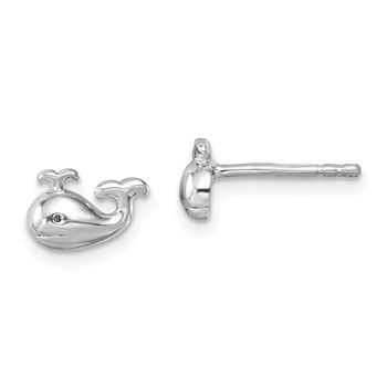 Sterling Silver Rhodium-Plated Polished Whale Post Earrings