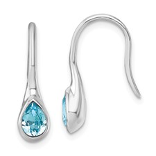 Image of Sterling Silver Rhodium-Plated Polished Crystal Tear Drop Wire Earrings
