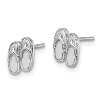Sterling Silver Rhodium-Plated Polished Double Flip Flop Post Earrings — alternate view
