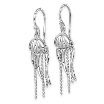 Sterling Silver Rhodium-plated Polished Moveable Jellyfish Dangle Earrings — alternate view