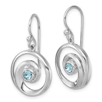 Sterling Silver Rhodium-Plated Polished Crystal Wave Dangle Earrings — alternate view