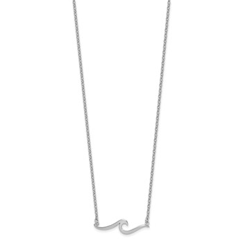 Sterling Silver Rhodium-plated Polished Wave 16 inch with a 2 inch extention Necklace — alternate view