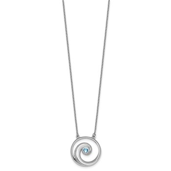 Sterling Silver Rhodium-plated Polished Crystal Wave 16 inch with a 2 inch extention Necklace — alternate view
