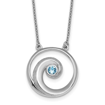 Sterling Silver Rhodium-plated Polished Crystal Wave 16 inch with a 2 inch extention Necklace