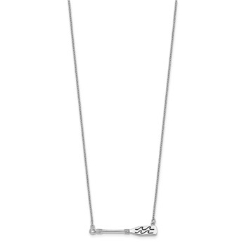 Sterling Silver Rhodium-Plated Polished & Antiqued Paddle 16 inch with a 2 inch extention Necklace — alternate view