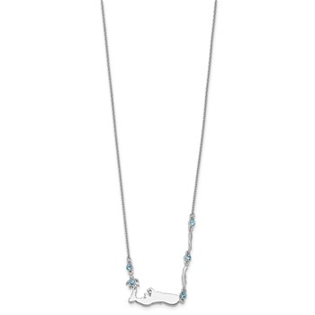 Sterling Silver Rhodium-Plated Polished Crystal Cayman Islands 16 inch with a 1 inch extention Necklace — alternate view